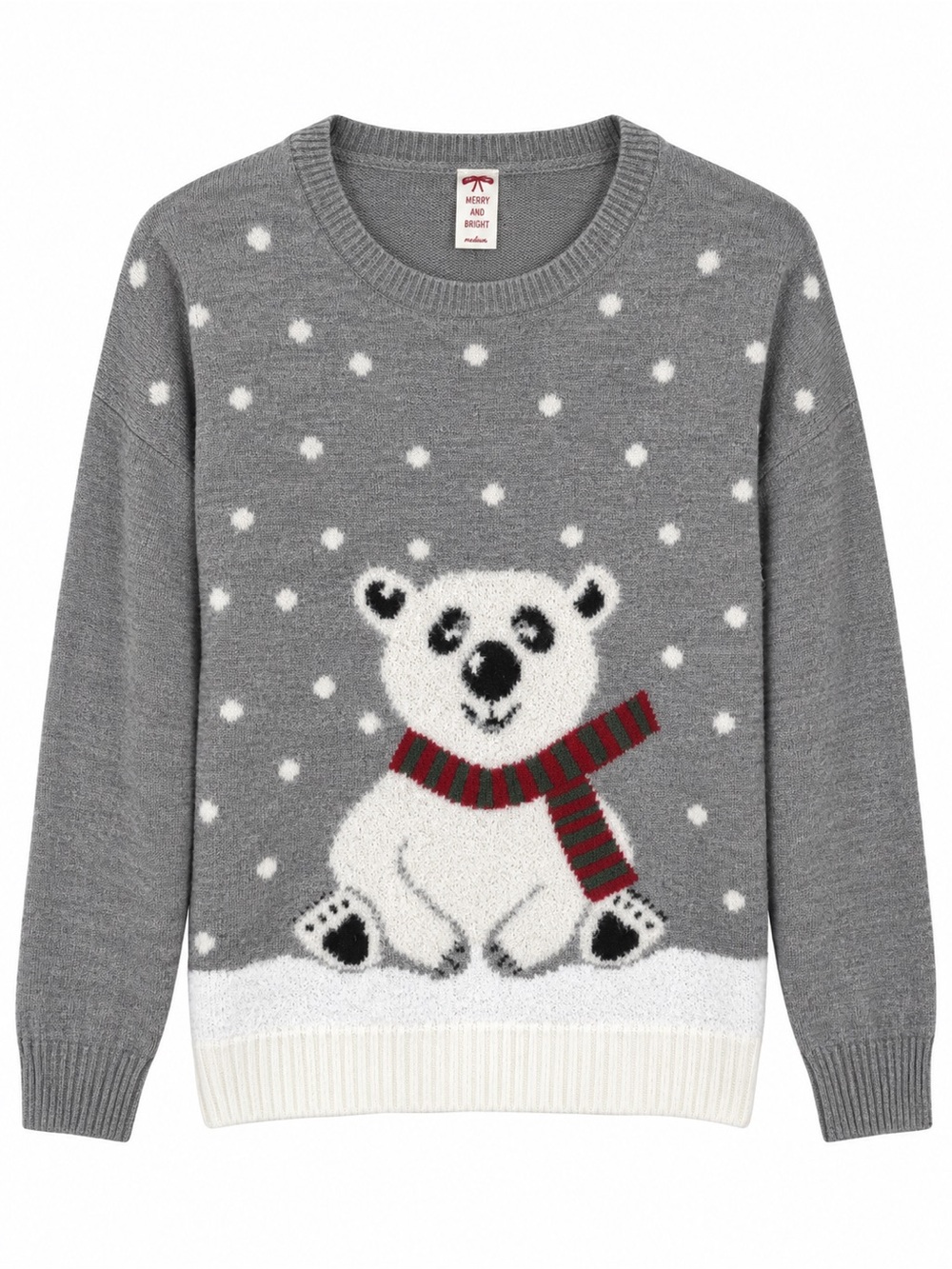 Holiday Time Polar Bear Christmas Sweater Women’s Medium Fuzzy Holiday